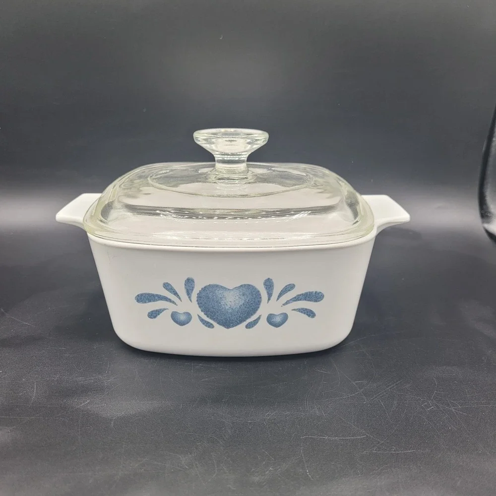 Corning Ware Blue Hearts Casserole Dish 1.5 Quart With Lid